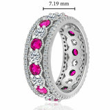 5ct Round Cut Alternating Pink Sapphire Diamond Eternity Band 14k WhiteGold Over