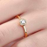 Bezel Set Solitaire Engagement Ring 0.7ct Round Cut Diamond 14k Yellow Gold Over