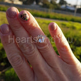 2ct Oval Simulated Diamond Round Petite Engagement Ring 14k Yellow Gold Plated