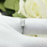 1.2ct Emerald Cut Diamond Engagement Ring East West Solitaire 14k WhiteGold Over