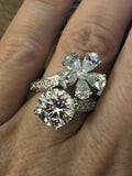 6Ct Round Pear Cut Diamond Floral Cocktail Engagement Ring 14K White Gold Finish