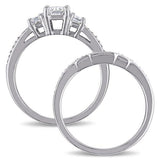 5Ct Emerald Cut Diamond Bridal Set Wed Band Solitaire Ring 14K White Gold Finish