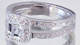 Halo Split Shank Engagement Ring 2ct Asscher Cut Diamond 14k White Gold Finish