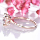 1.6ct Round Cut Diamond Engagement Ring Solitaire with Accents 14k RoseGold Over