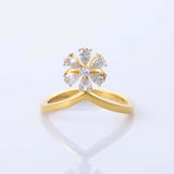2.2ct Engagement Ring Pear Cut Diamond Floral Crown 14k Yellow Gold Finish