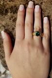 2.3ct Engagement Ring Oval Cut Green Emerald Filigree 14k Yellow Gold Finish