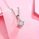 1ct Round Cut Moissanite Solitaire Pendant with Chain 14k White Gold Plated