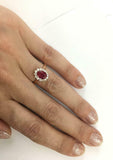 2ct Oval Cut Pink Ruby Engagement Ring Diamond Floral Halo 14k Rose Gold Finish