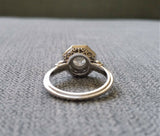 2Ct Round Cut Diamond Antique Halo Art Deco Engagement Ring 14K White Gold Over