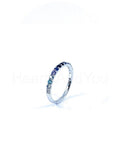 0.2ct Round Cut Simulated Sapphire Minimalist Wedding Band 14k White Gold Plated
