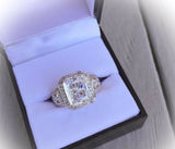 5ct Radiant Cut Diamond Engagement Ring Halo Fancy Statement 14k White Gold Over