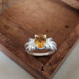 1.5ct Engagement Ring Oval Cut Yellow Citrine Partywear 14k White Gold Finish