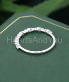 0.5ct Marquise Simulated Diamond Minimalist Wedding Band 14k White Gold Plated
