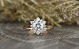 1ct Round Cut VVS1 Diamond Engagement Ring 14k Rose Gold Finish Floral Solitaire