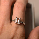 1.5ct Engagement Ring Emerald Cut Peach Morganite Solitaire 14k WhiteGold Finish