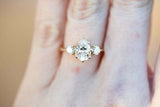 Round Accents Trilogy Engagement Ring 1.5ct Pear Cut Diamond 14k YellowGold Over