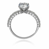 1.5ct Round Diamond Engagement Ring Solitaire with Accents 14k White Gold Finish