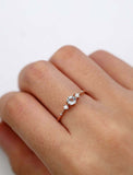 1ct Round Cut Aquamarine Engagement Ring 5 Stone Minimalist 14k WhiteGold Finish
