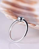 0.4ct Round Cut Blue Aquamarine Engagement Ring Solitaire 14k White Gold Finish