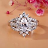 3Ct Marquise Diamond Halo Gatsby Cocktail Engagement Ring 14K White Gold Finish