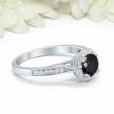 1.5ct Round Black Diamond Halo Vintage Women Engagement Ring 14k White Gold Over