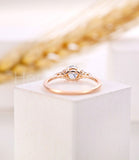 0.5ct Round Cut Moissanite Minimalist Women Engagement Ring 14k Rose Gold Plated