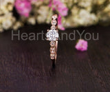 0.55ct Round Cut Moissanite Milgrain Women Engagement Ring 14k Rose Gold Plated