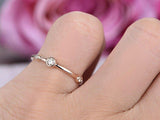0.2ct Round Cut Diamond Engagement Ring Stackable Minimalist 14k Rose Gold Over