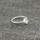 0.5ct Engagement Ring Princess Cut Blue Aquamarine Solitaire 14k White Gold Over
