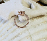 1ct Oval Cut Simulated Peach Morganite Twist Rope Ring 14k White Gold Plated