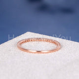 0.2ct Round Cut Moissanite Half Eternity Women Wedding Band 14k Rose Gold Plated