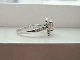 2ct Round Cut Peach Morganite Square Halo Engagement Ring 14K White Gold Over