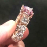6Ct Round Cut Peach Morganite Iced Cocktail Engagement Ring 14K Rose Gold Finish
