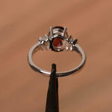 2.3ct Engagement Ring Oval Cut Red Garnet Stylish Art Deco 14k White Gold Finish