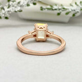 2.4ct Emerald Cut Yellow Sapphire Solitaire With Accent Ring 14k RoseGold Finish