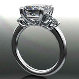 5 Stone Solitaire Engagement Ring 2.5ct Emerald Cut Diamond 14k Yellow Gold Over