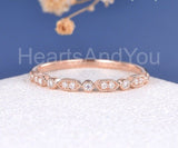 0.5ct Round Cut Moissanite Half Eternity Milgrain Wed Band 14k Rose Gold Plated