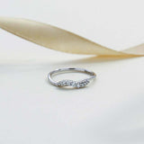 0.14ct Round Cut Diamond Wedding Band Dainty Minimalist 14k White Gold Finish
