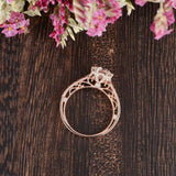 Milgrain Solitaire with Accents Ring 1.5ct Round Cut Diamond 18k RoseGold Finish