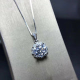 2ct Round Cut Diamond Floral Design Women Pendant 14k White Gold Finish NO CHAIN