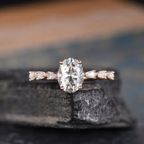 1ct Oval Cut Diamond Pear Accent Solitaire Engagement Ring 14k Rose Gold Finish