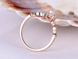Accents Solitaire Engagement Ring 1.3ct Round Cut Diamond 14k Rose Gold Finish