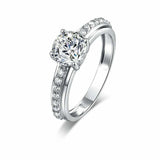 1.7ct Round Diamond Engagement Ring Solitaire with Accents 14k White Gold Finish