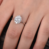 2ct Engagement Ring Round Cut Diamond Halo Solitaire Design 14k White Gold Over