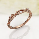 0.1ct Round Cut Moissanite Twig Vine Women Wedding Band 14k Rose Gold Plated