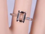 1.6ct Emerald Cut Peach Morganite Engagement Ring Solitaire 14k White Gold Over