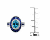 2ct Oval Blue Aquamarine Engagement Ring Dual Halo Art Deco 14k White Gold Over