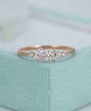 Cluster Minimalist Engagement Ring 1.2ct Round Cut Diamond 14k Rose Gold Finish
