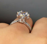 1.3ct Round Cut Diamond Engagement Ring 18k White Gold Finish Accents Solitaire