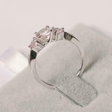 2ct Round Cut Morganite Engagement Ring Trilogy Round Accent 14k White Gold Over